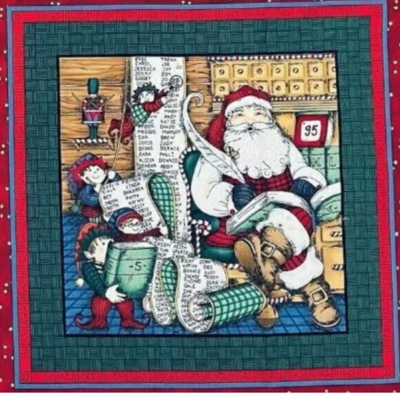Santa Panel Christmas Panel Fabric Quilt Panel Pillow Quilt Blocks Cranston READ - Picture 3 of 6